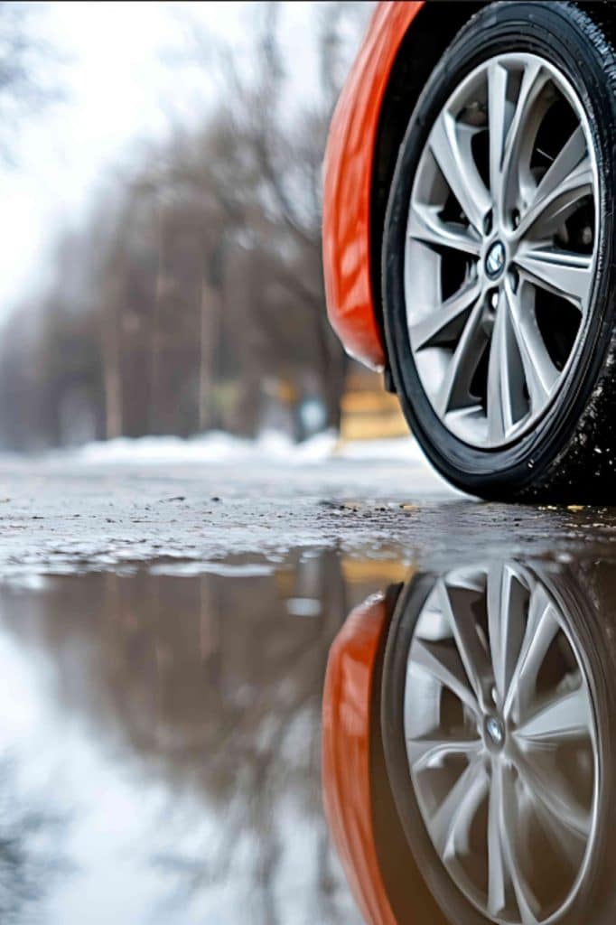 a photo of a car on black ice